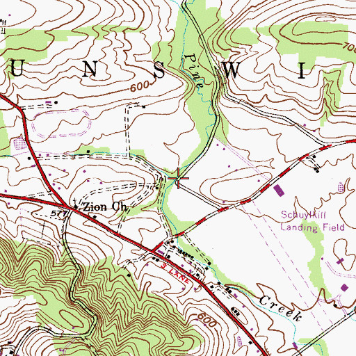 Topographic Map of Red Church Run, PA