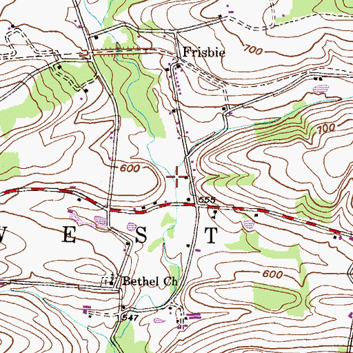 Topographic Map of Frisbie Branch, PA
