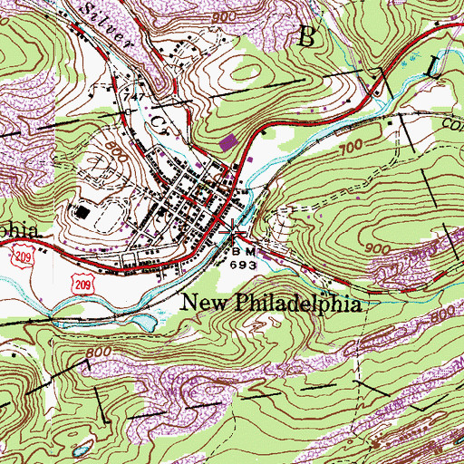 Topographic Map of Ellis Creek, PA