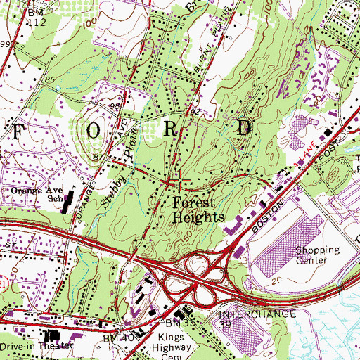 Topographic Map of Forest Heights, CT