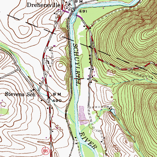 Topographic Map of Buteo Brook, PA