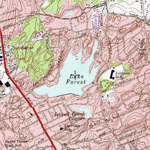 Topographic Map of Lake Forest, CT