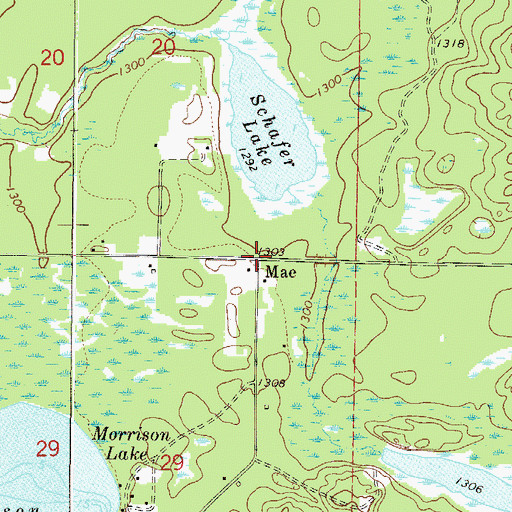 Topographic Map of Mae Post Office (historical), MN