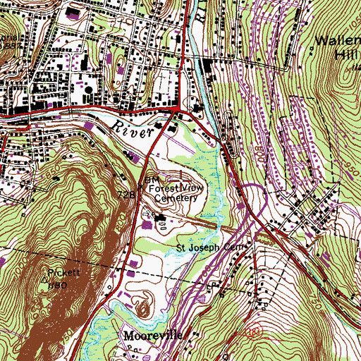 Topographic Map of Forest View Cemetery, CT
