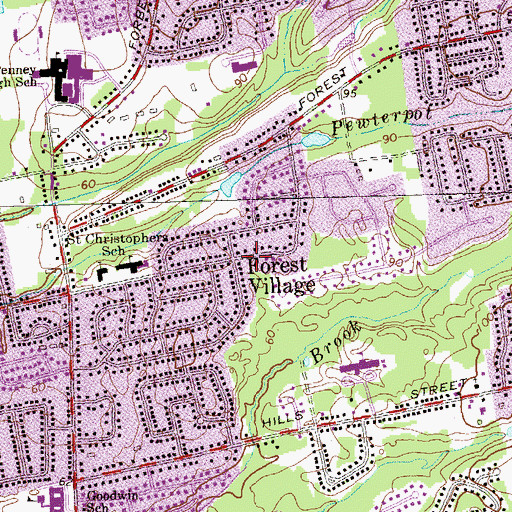 Topographic Map of Forest Village, CT