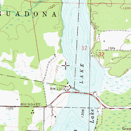 Topographic Map of Inguadona Post Office (historical), MN