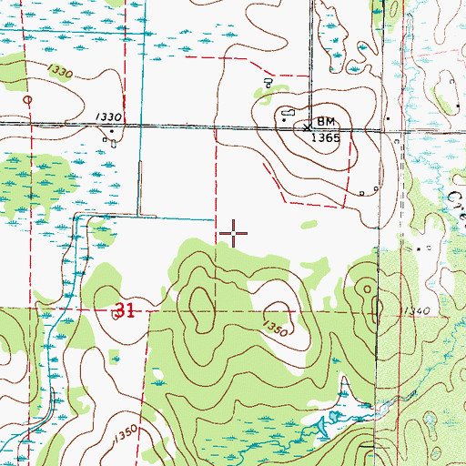 Topographic Map of Gladiola Post Office (historical), MN