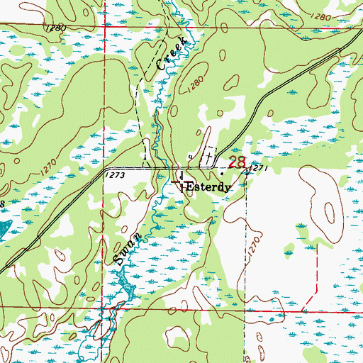 Topographic Map of Esterdy Post Office (historical), MN