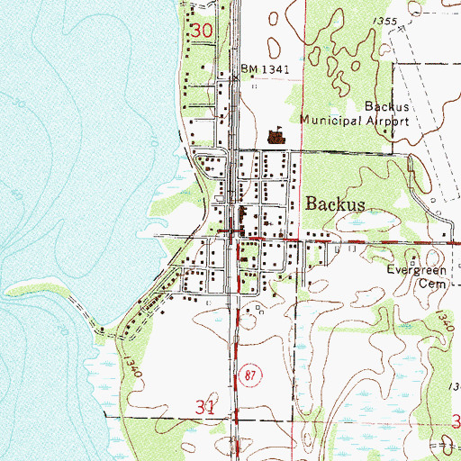Topographic Map of Backus (historical), MN