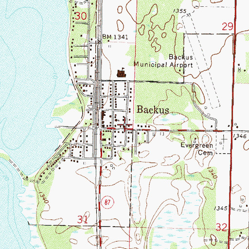 Topographic Map of Lakeside Baptist Church, MN