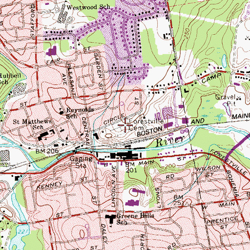 Topographic Map of Forestville Cemetery, CT