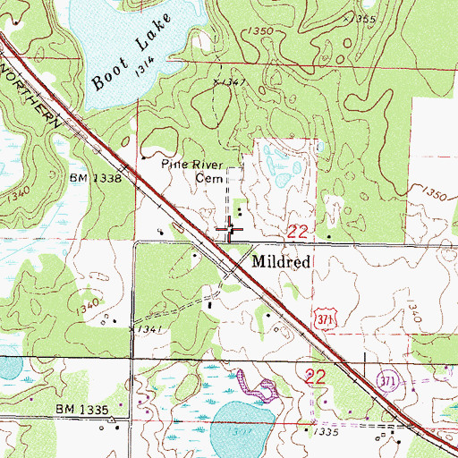 Topographic Map of Mildred Bible Chapel, MN