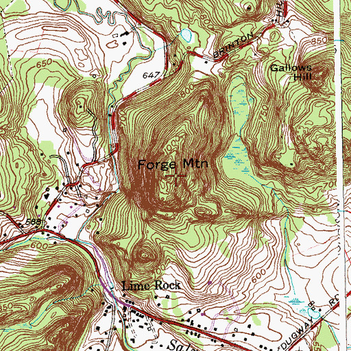 Topographic Map of Forge Mountain, CT