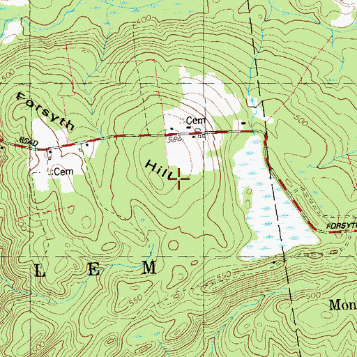 Topographic Map of Forsyth Hill, CT