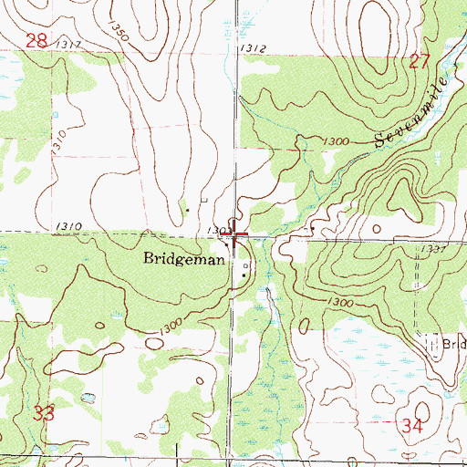 Topographic Map of Bridgeman Post Office (historical), MN