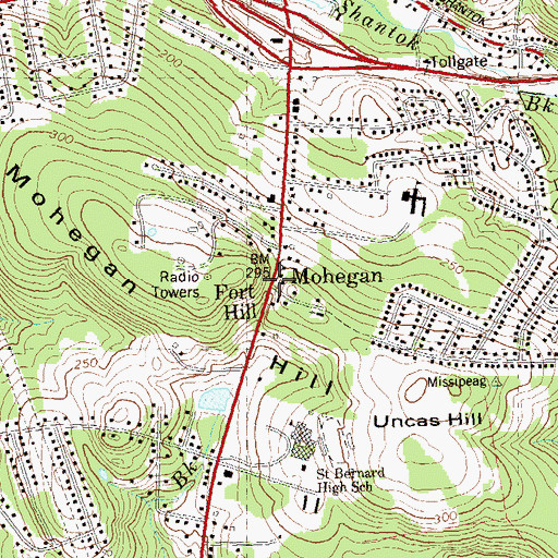 Topographic Map of Fort Hill, CT
