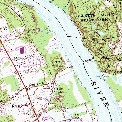 Topographic Map of Fort Hill, CT