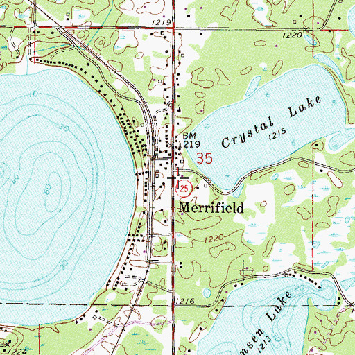 Topographic Map of Merrifield Post Office, MN