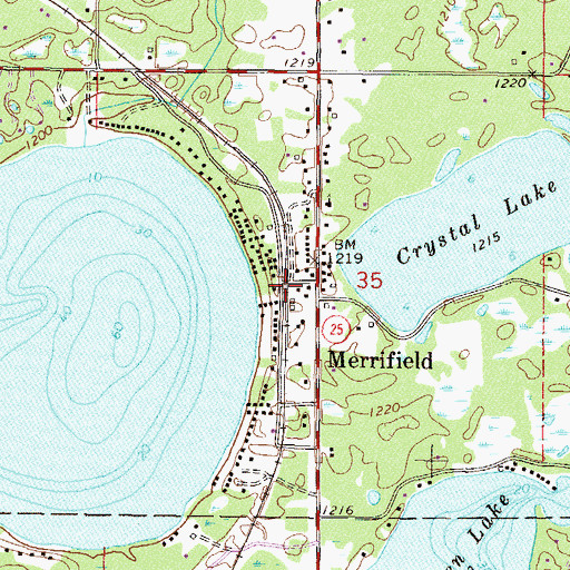 Topographic Map of Merrifield, MN