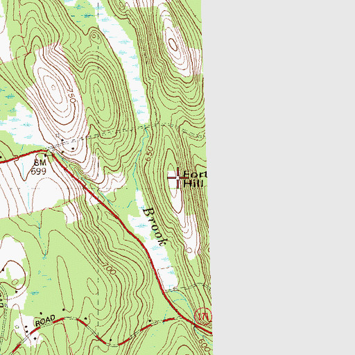 Topographic Map of Fort Hill, CT