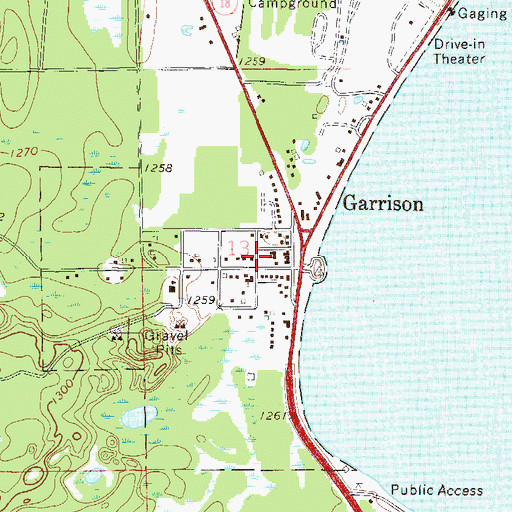 Topographic Map of Garrison Post Office, MN