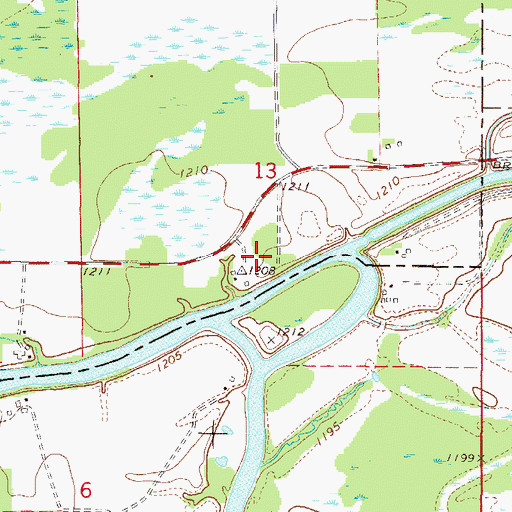 Topographic Map of Pine Knoll Cemetery, MN