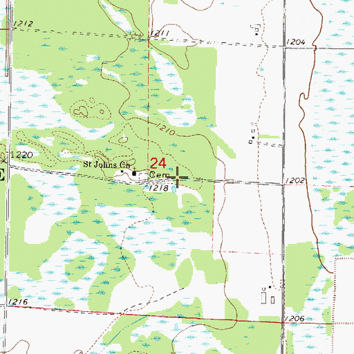 Topographic Map of Cedarbrook - Saint John's Lutheran Cemetery, MN