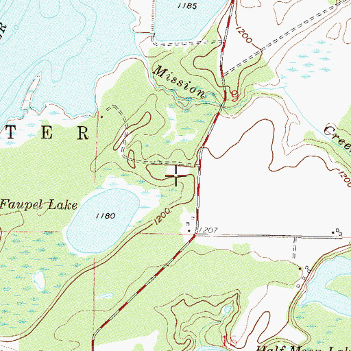 Topographic Map of Evergreen Cemetery, MN