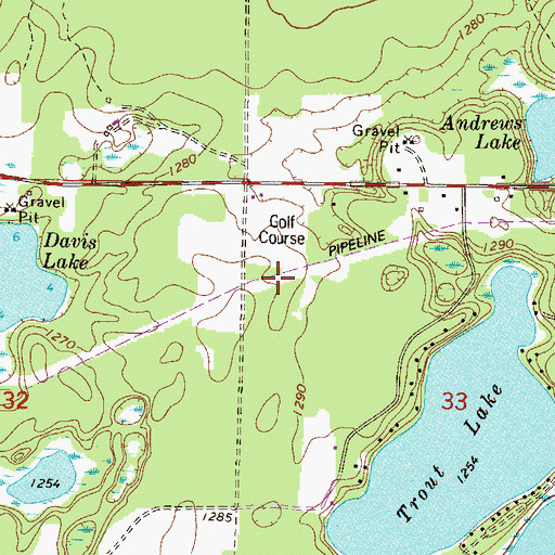 Topographic Map of Emily Greens Golf Course, MN