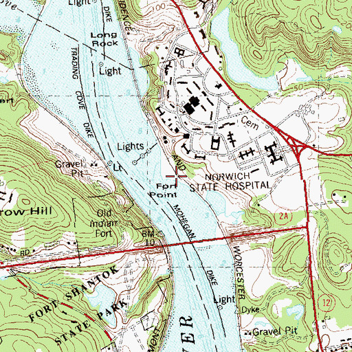 Topographic Map of Fort Point, CT