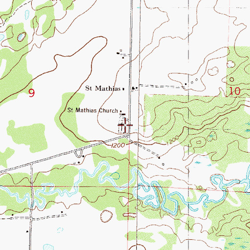 Topographic Map of Saint Mathias Cemetery, MN