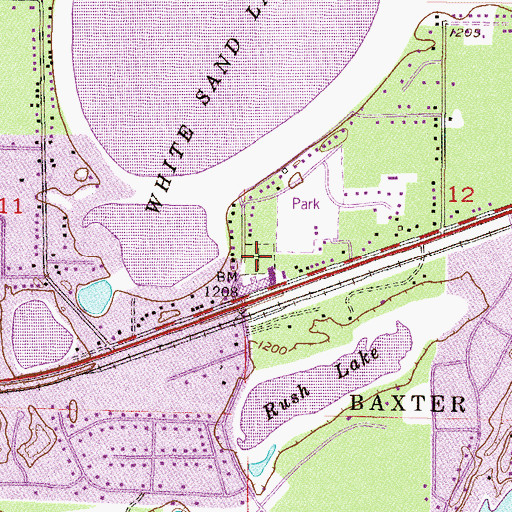 Topographic Map of Baxter Cemetery, MN