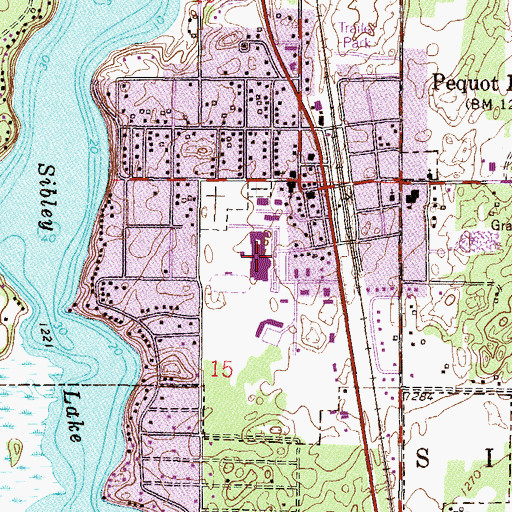 Topographic Map of Pequot Lakes High School, MN