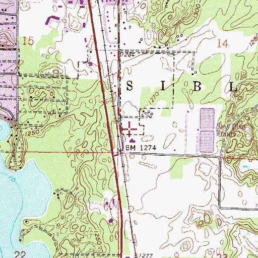 Topographic Map of Pequot Lakes Baptist Church, MN