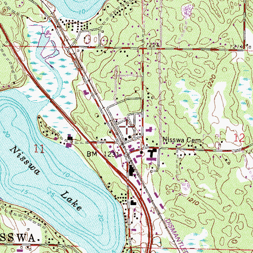 Topographic Map of Nisswa City Park, MN