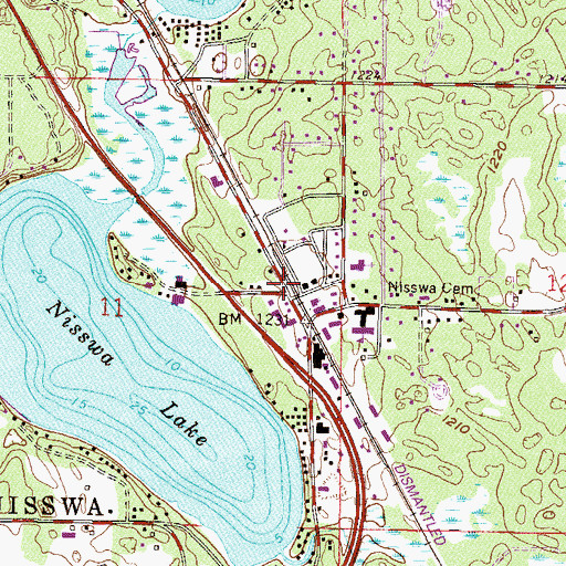 Topographic Map of Nisswa Pioneer Village, MN