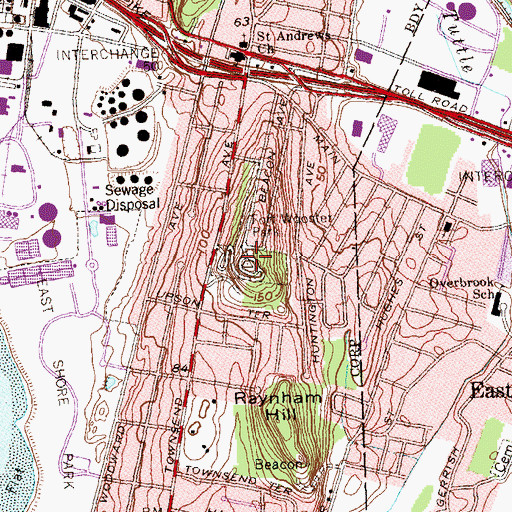 Topographic Map of Fort Wooster Park, CT