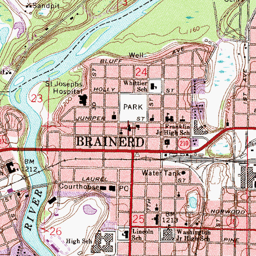 Topographic Map of Park United Methodist Church, MN