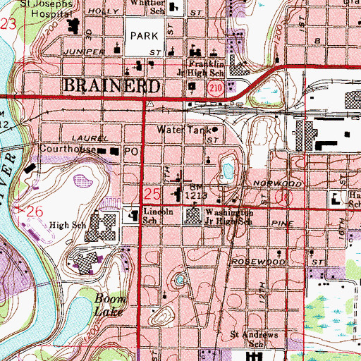 Topographic Map of First Lutheran Church, MN