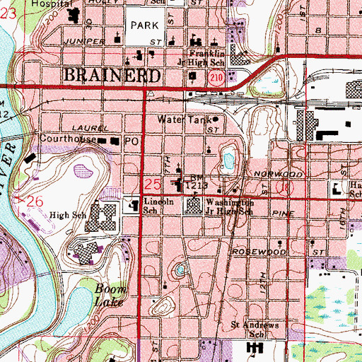 Topographic Map of First Presbyterian Church, MN
