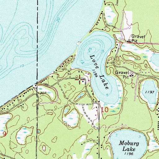 Topographic Map of Gull and Love Lake Campground, MN