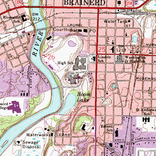 Topographic Map of Mississippi Horizons School, MN