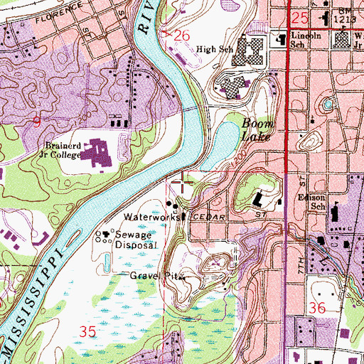 Topographic Map of Boom Park, MN