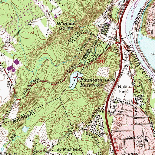 Topographic Map of Fountain Lake Reservoir, CT