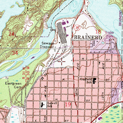 Topographic Map of Mill Park, MN