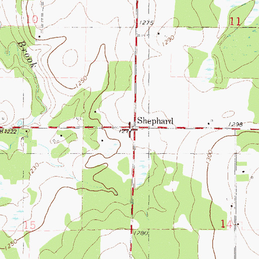 Topographic Map of Shephard Post Office (historical), MN