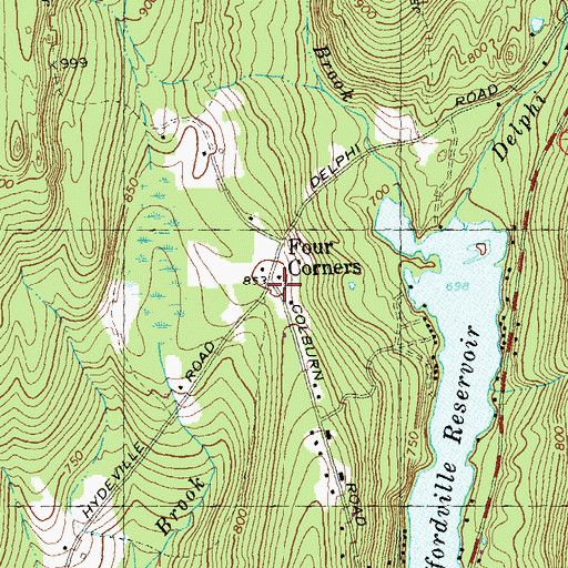 Topographic Map of Four Corners, CT