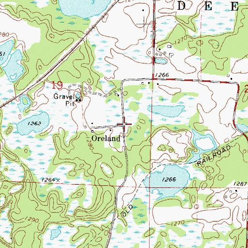 Topographic Map of Oreland Post Office (historical), MN