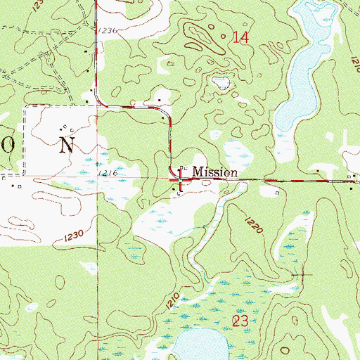 Topographic Map of Mission Post Office (historical), MN