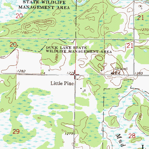 Topographic Map of Littlepine Post Office (historical), MN